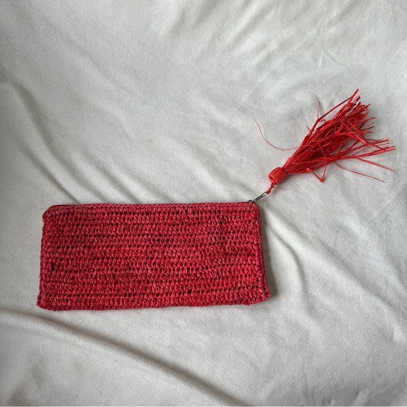 Mar Y Sol Straw Woven Zipper Pouch Long Wallet Sized - Picture 1 of 4